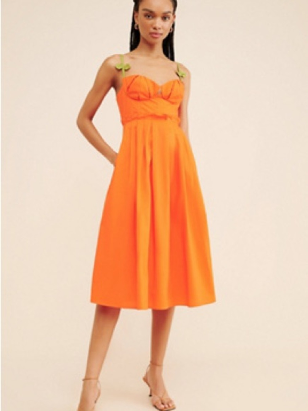Farm Rio Corset Pleated Sleeveless Midi Dress XL Fruit Sundress Spring Summer